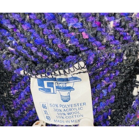 S Focus Chunky Mexican Southwest Poncho Hippie Festival Hoodie Drug Rug Size XL - Picture 9 of 10